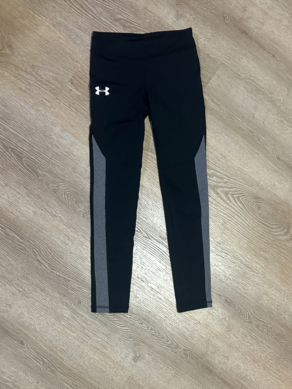 Under Armour Black Leggings with Gray Side Stripes